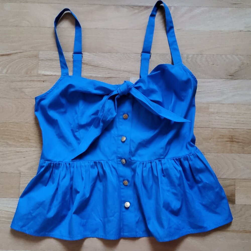 NWOT J Crew Blue Strappy Top. Waist 30". Size S